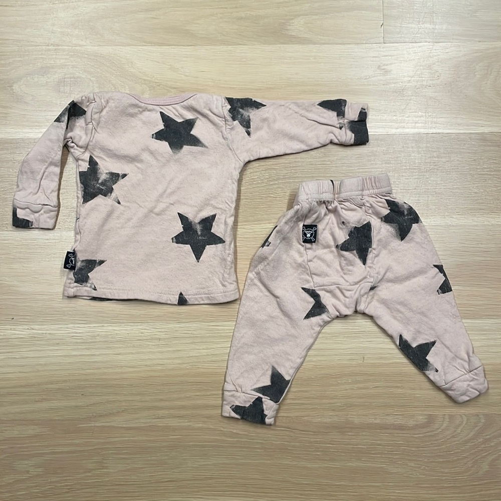 Nununu Pink Faded Star Set. Size 6-12M